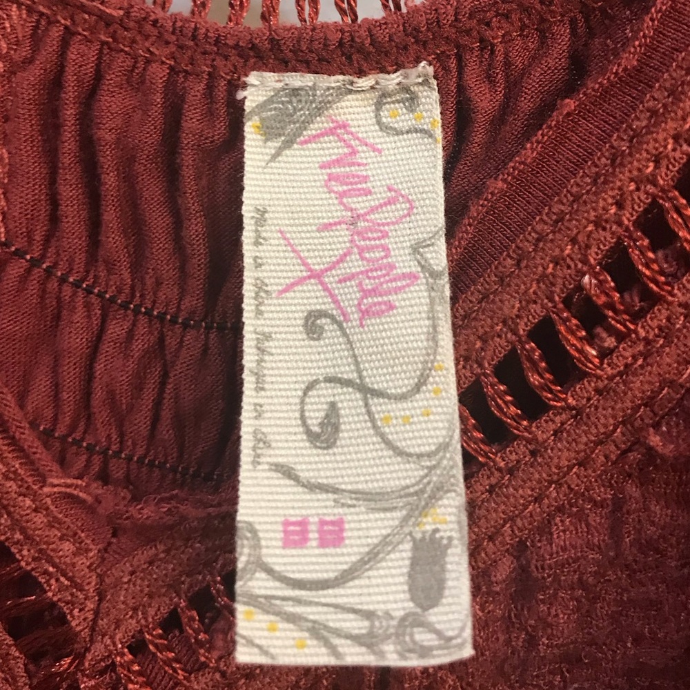 Free People Draped Red Lace Blouse (M) Like New - Picture 5 of 8